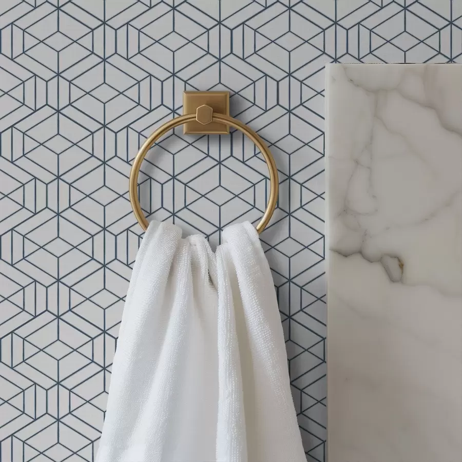 wall murals White background with blue three-dimensional geometric cubes a01067