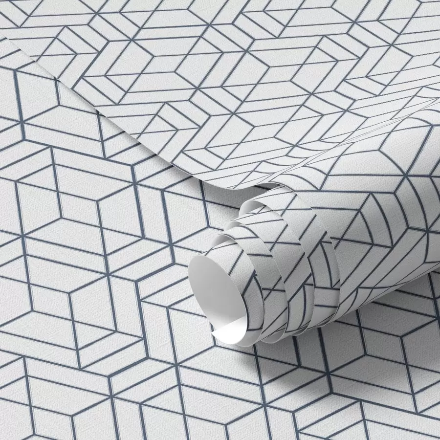 wall murals White background with blue three-dimensional geometric cubes a01067