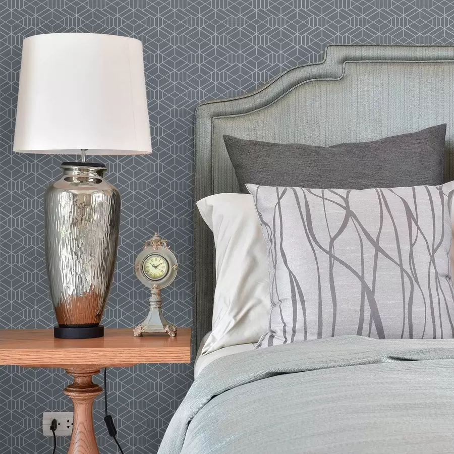 wall murals Grey background with white three-dimensional cubes in a grid a01067v2