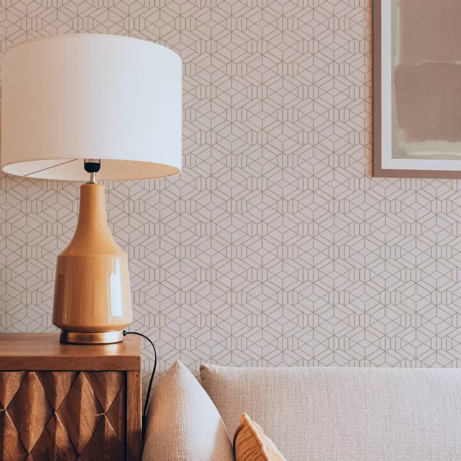 wall murals Warm beige background with fine graphic cubes a01067v3