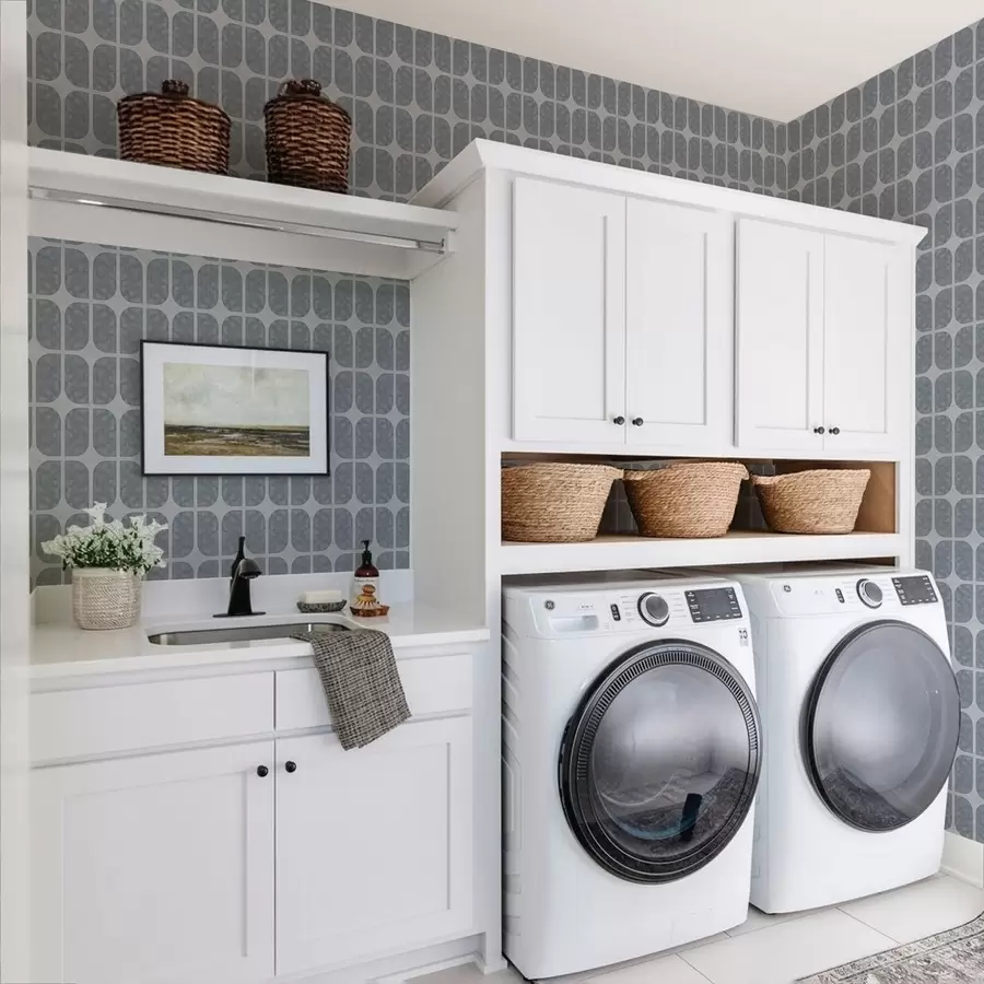 wall murals Grey mosaic with rectangular arches and soft texture a01068