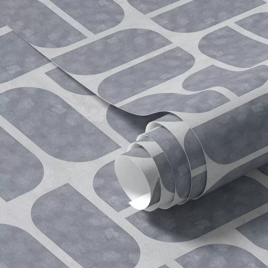 wall murals Grey mosaic alternating rounded and rectangular forms a01069