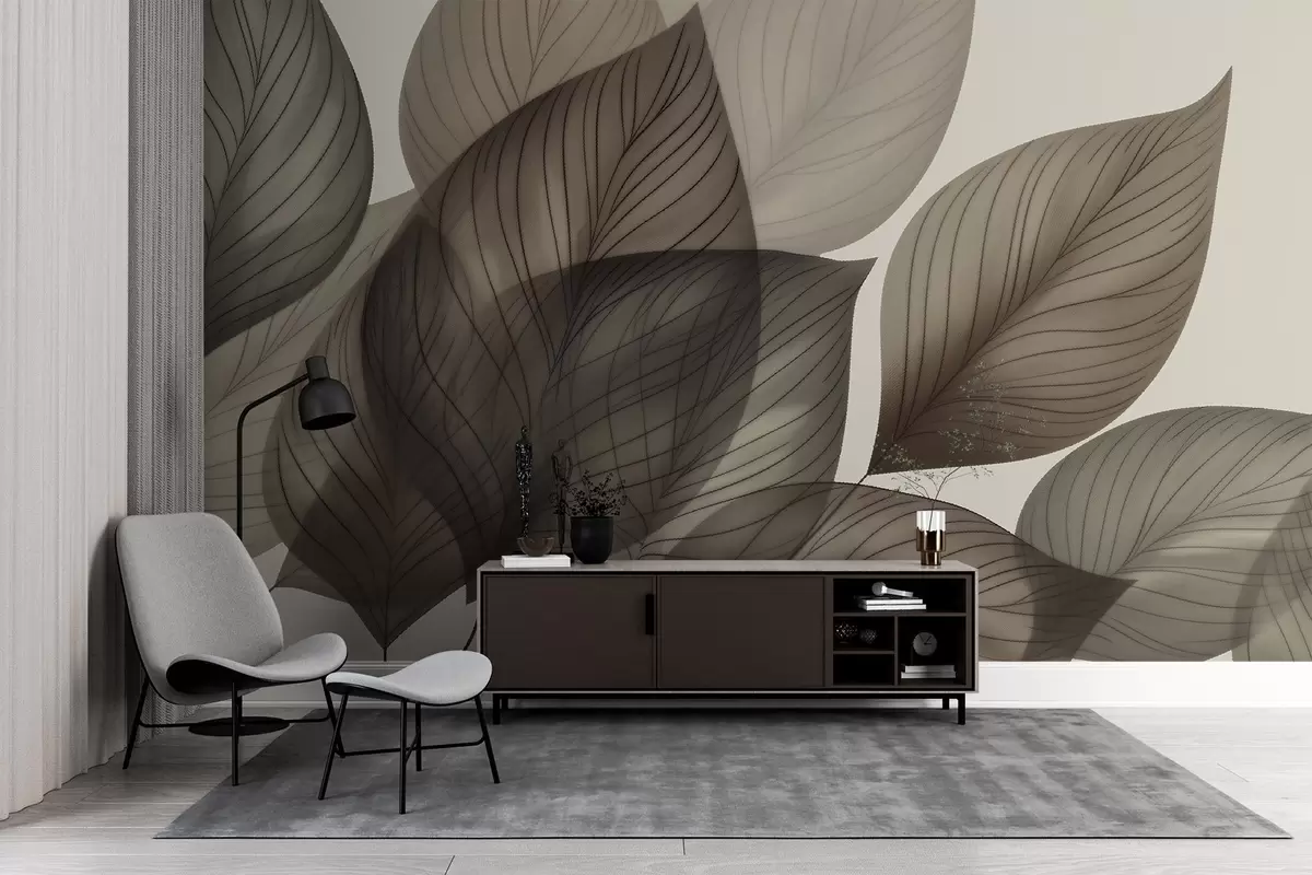 wall murals Linear leaves w04974
