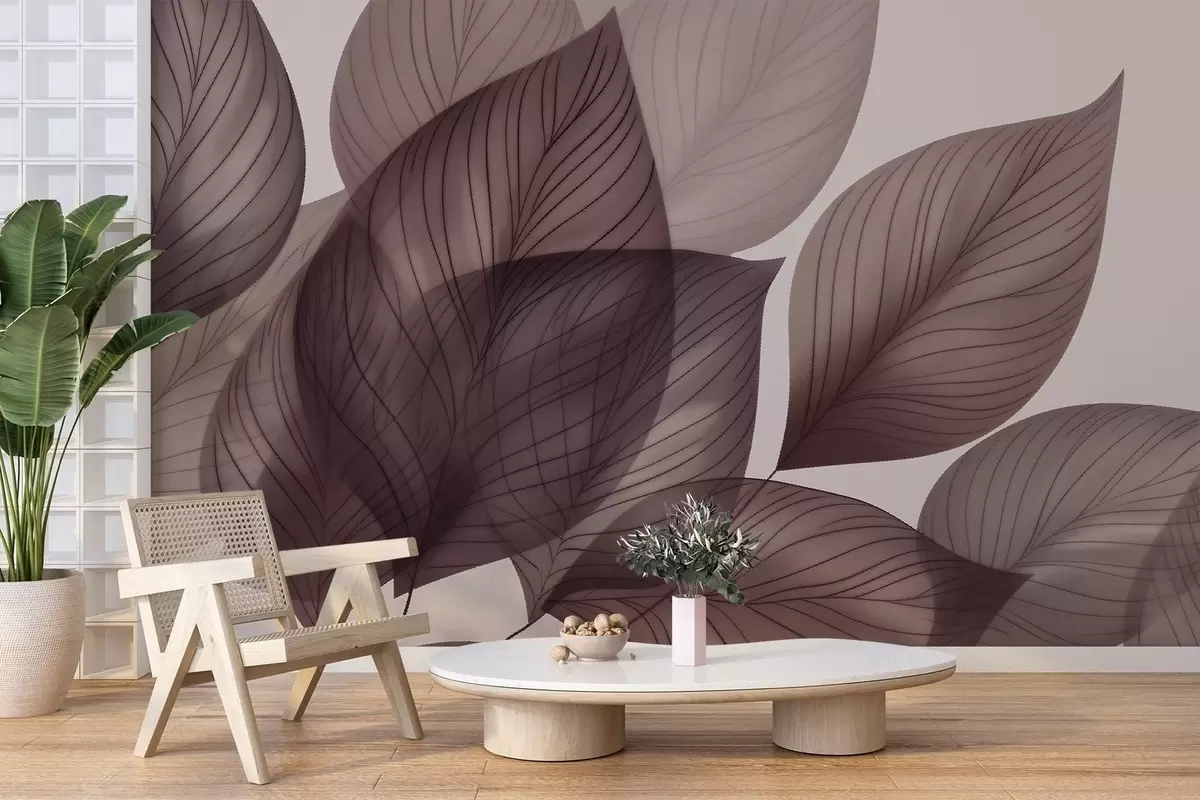 wall murals Linear leaves w04974v2
