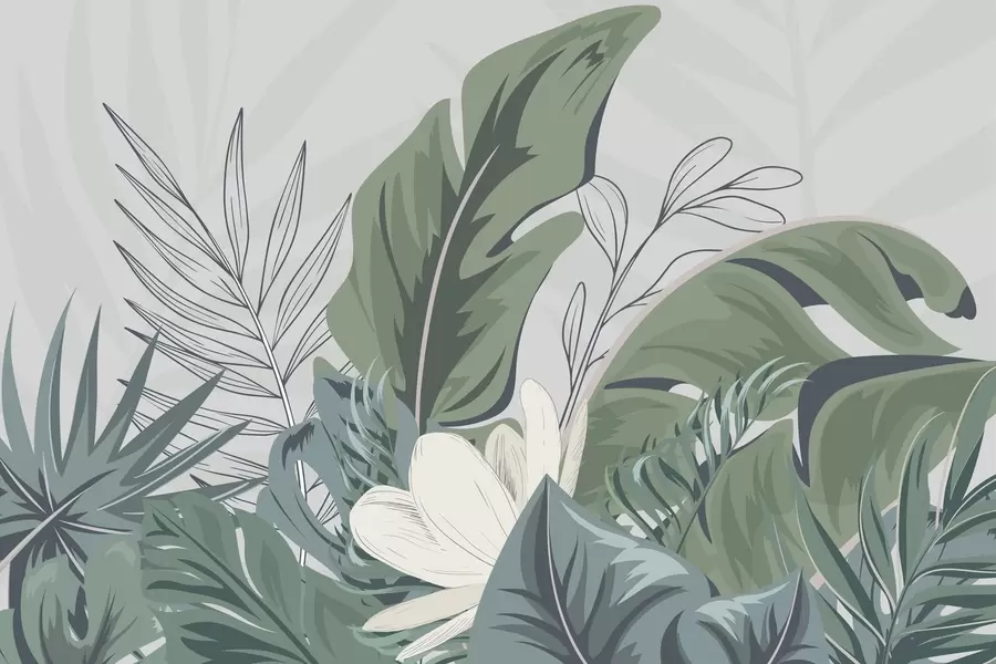 wall murals Lush greenery in soft pastel tones w01598