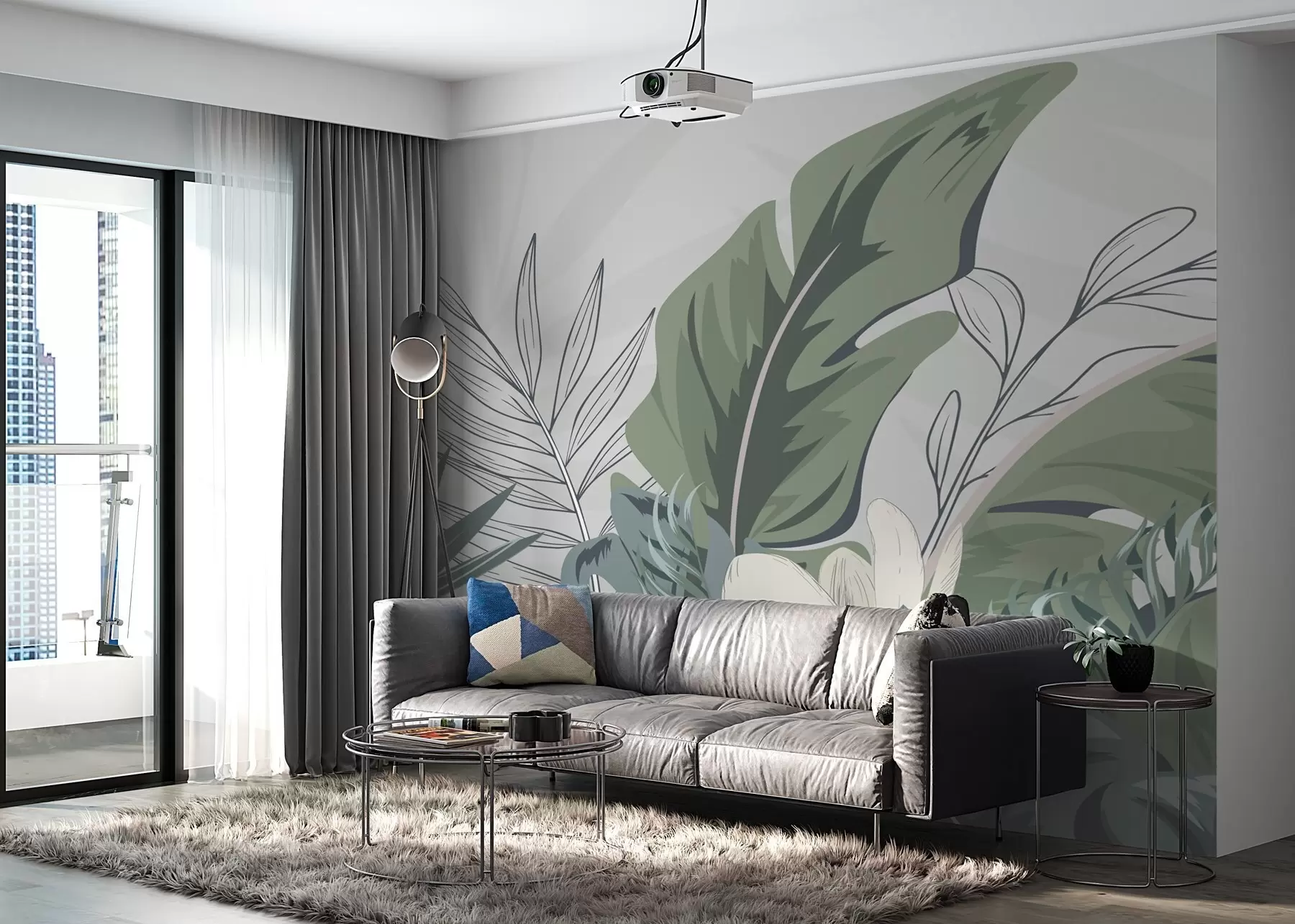 wall murals Lush greenery in soft pastel tones w01598