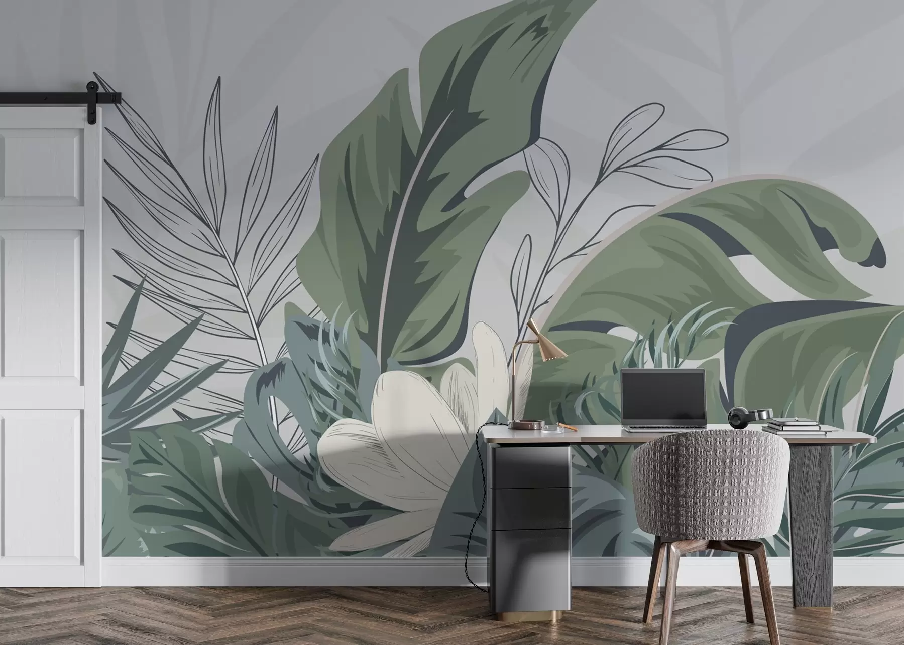wall murals Lush greenery in soft pastel tones w01598