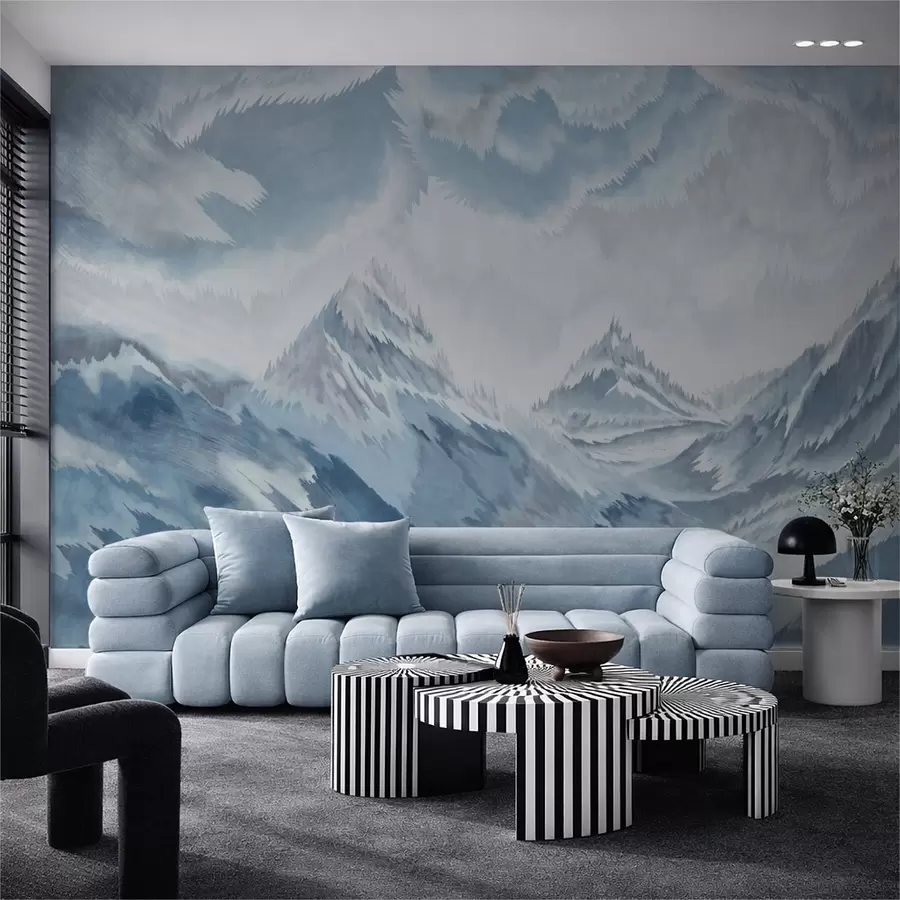 wall murals Majestic mountains and swirling waves w01763