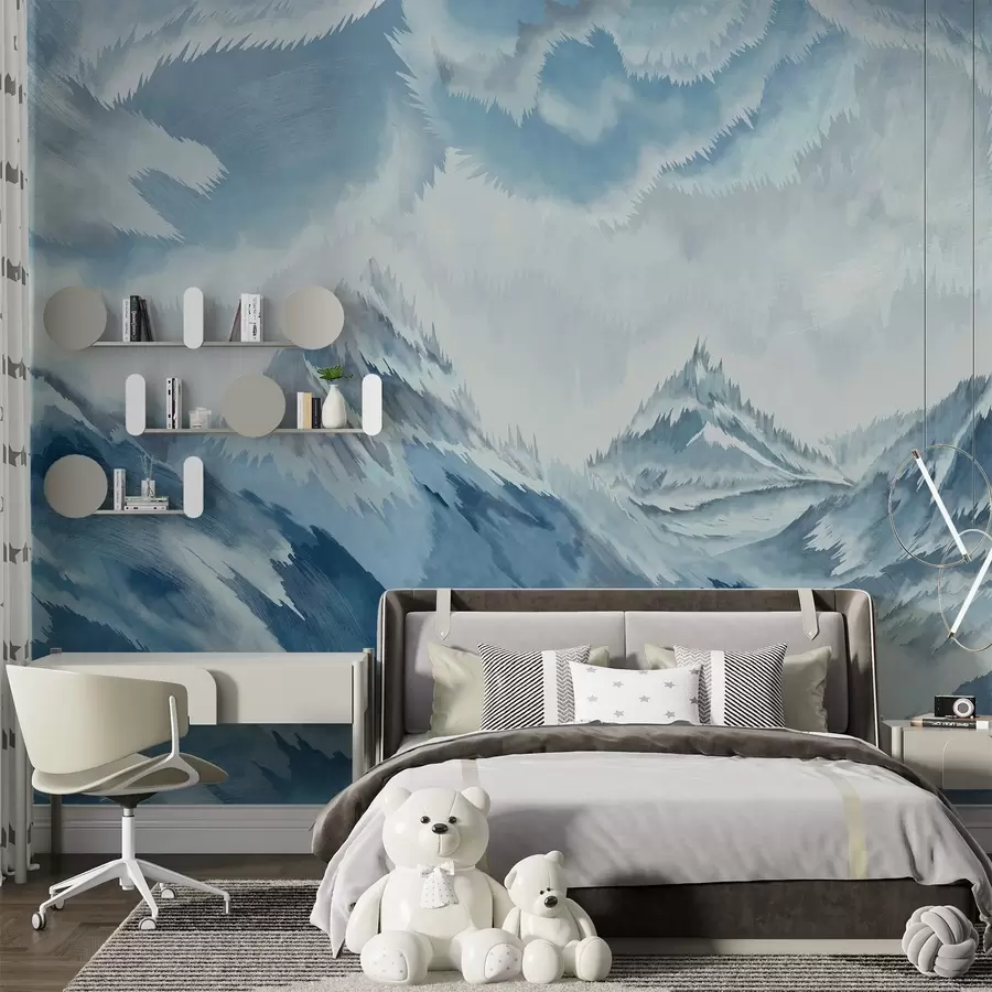 wall murals Majestic mountains and swirling waves w01763