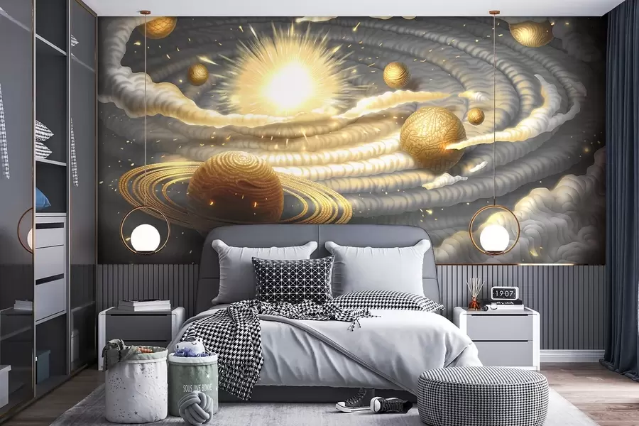 wall murals Cosmic dance of celestial bodies w01967