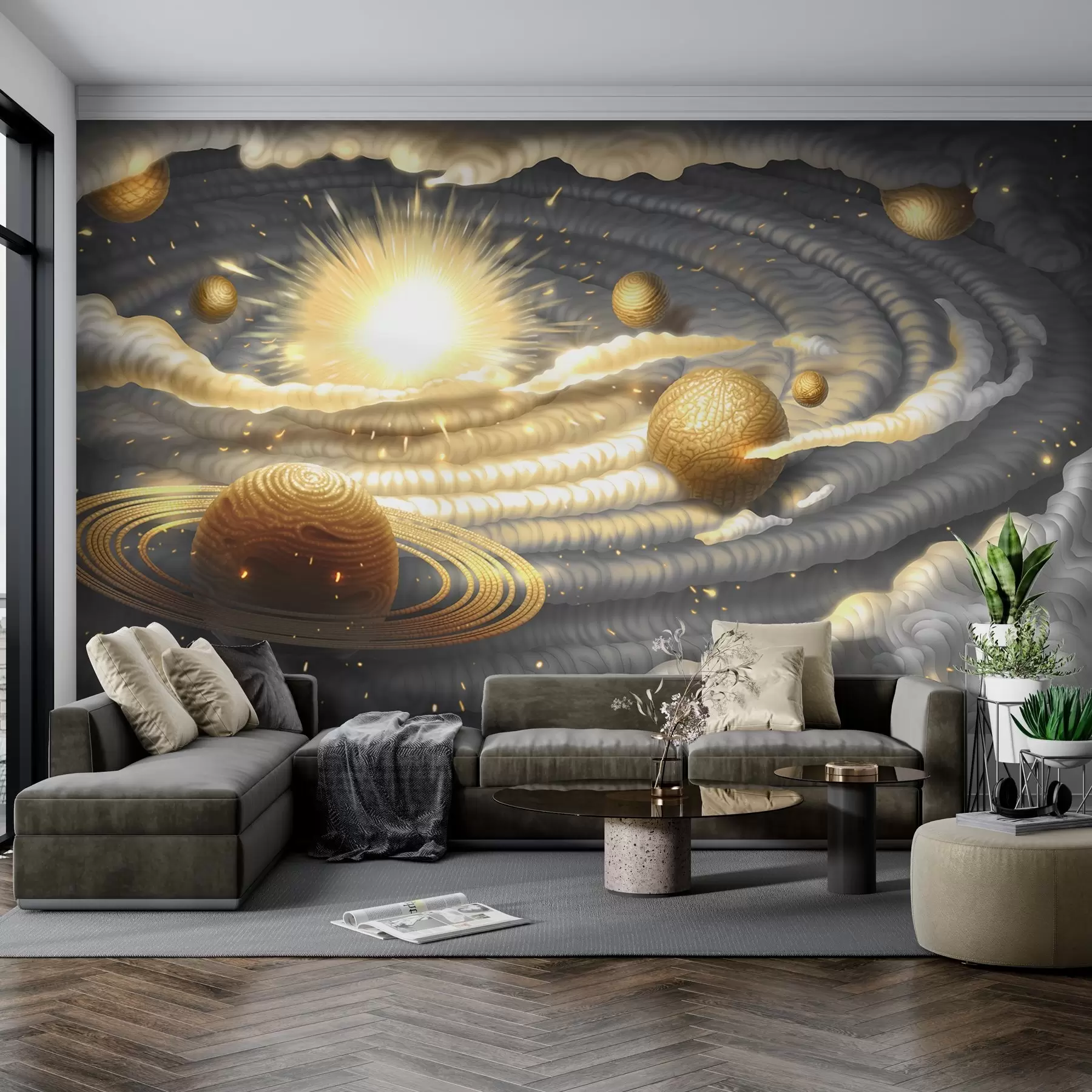 wall murals Cosmic dance of celestial bodies w01967