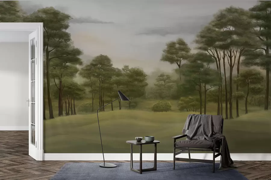 wall murals Serene forest landscape in gentle hues w02193