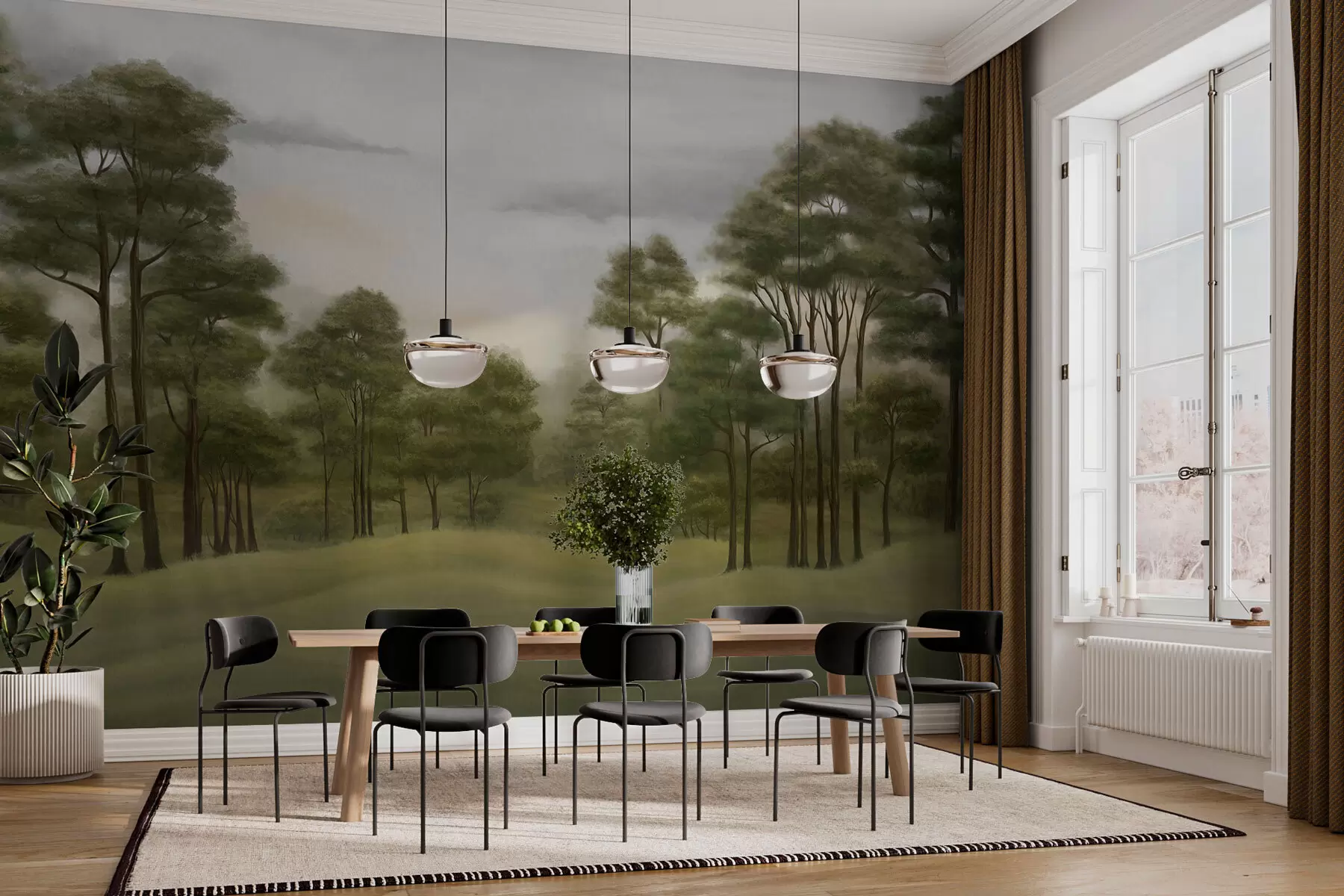 wall murals Serene forest landscape in gentle hues w02193