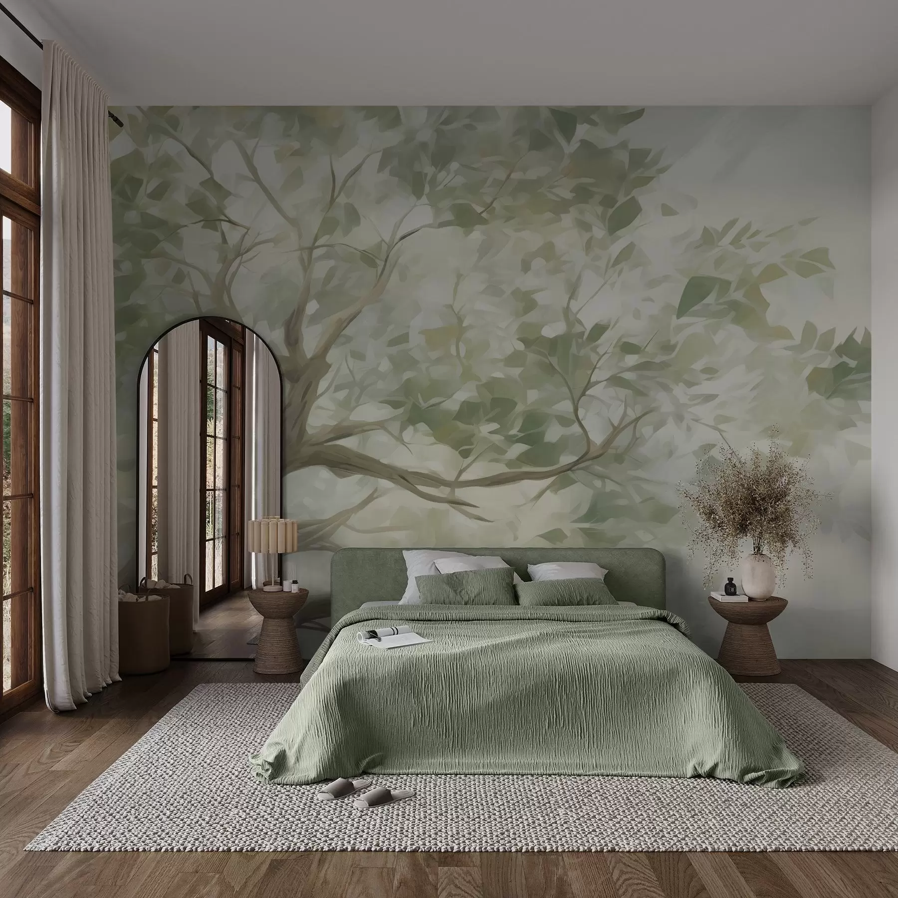 wall murals Tree with branches imitation of painting w09601