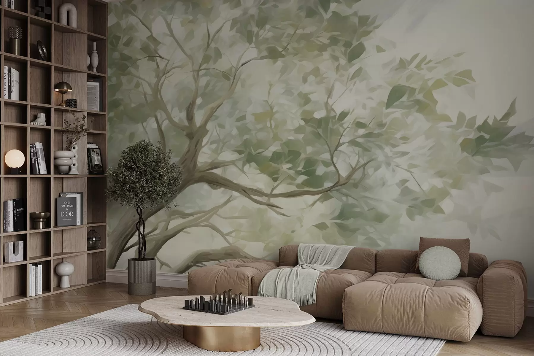 wall murals Tree with branches imitation of painting w09601