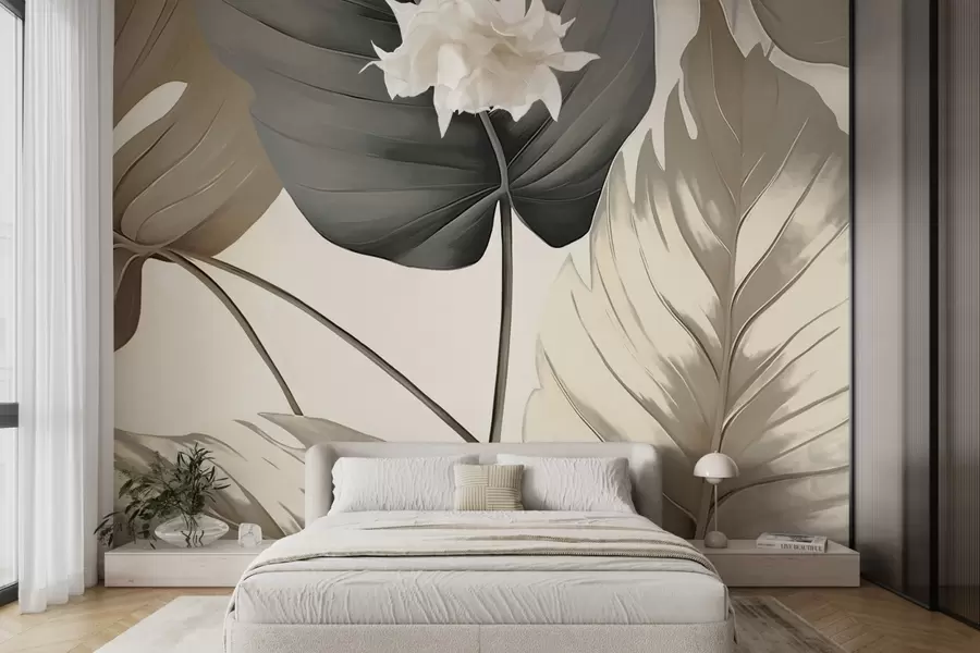 wall murals Leaf veins stylised with pencil w05034