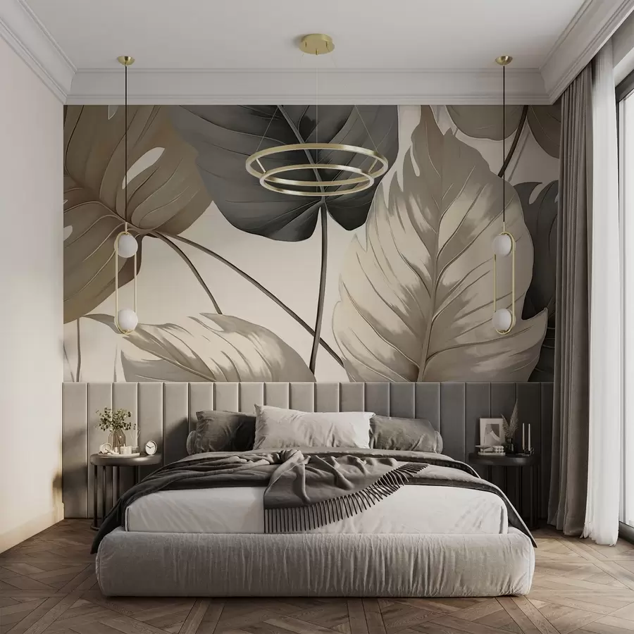 wall murals Leaf veins stylised with pencil w05034