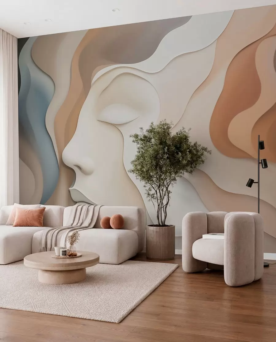 wall murals Faces in Flowing Contours w04869
