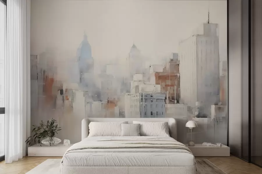 wall murals Abstract city imitation of painting w04897