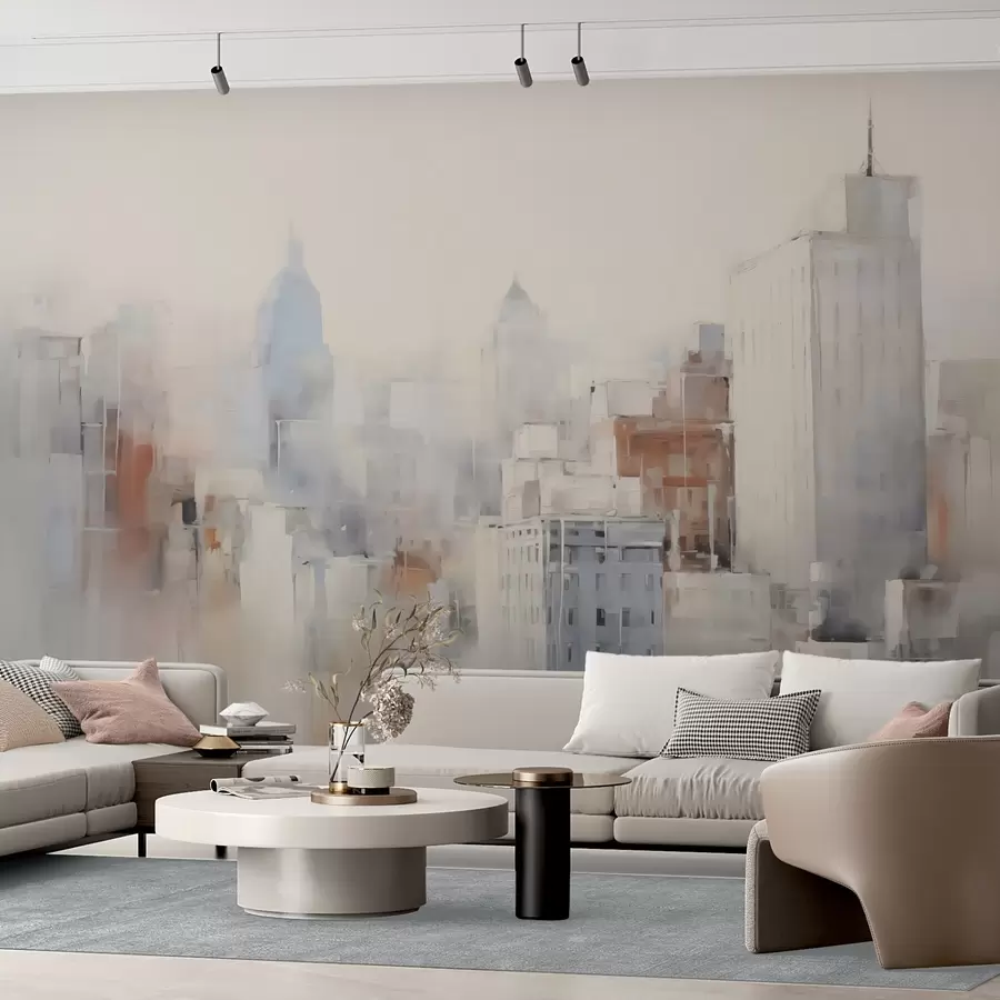 wall murals Abstract city imitation of painting w04897