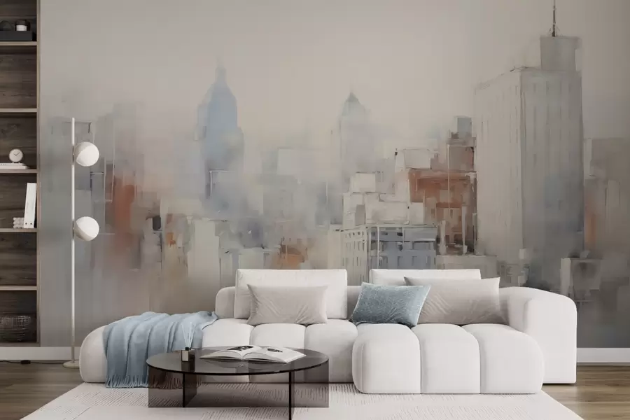 wall murals Abstract city imitation of painting w04897