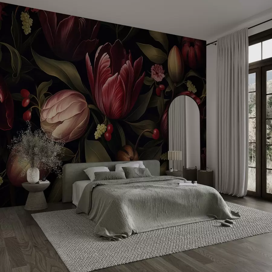 wall murals Dark Tulip Garden w05038