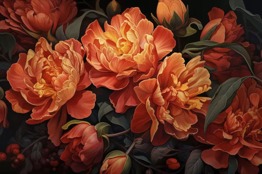 wall murals Warm Floral Evening w05044