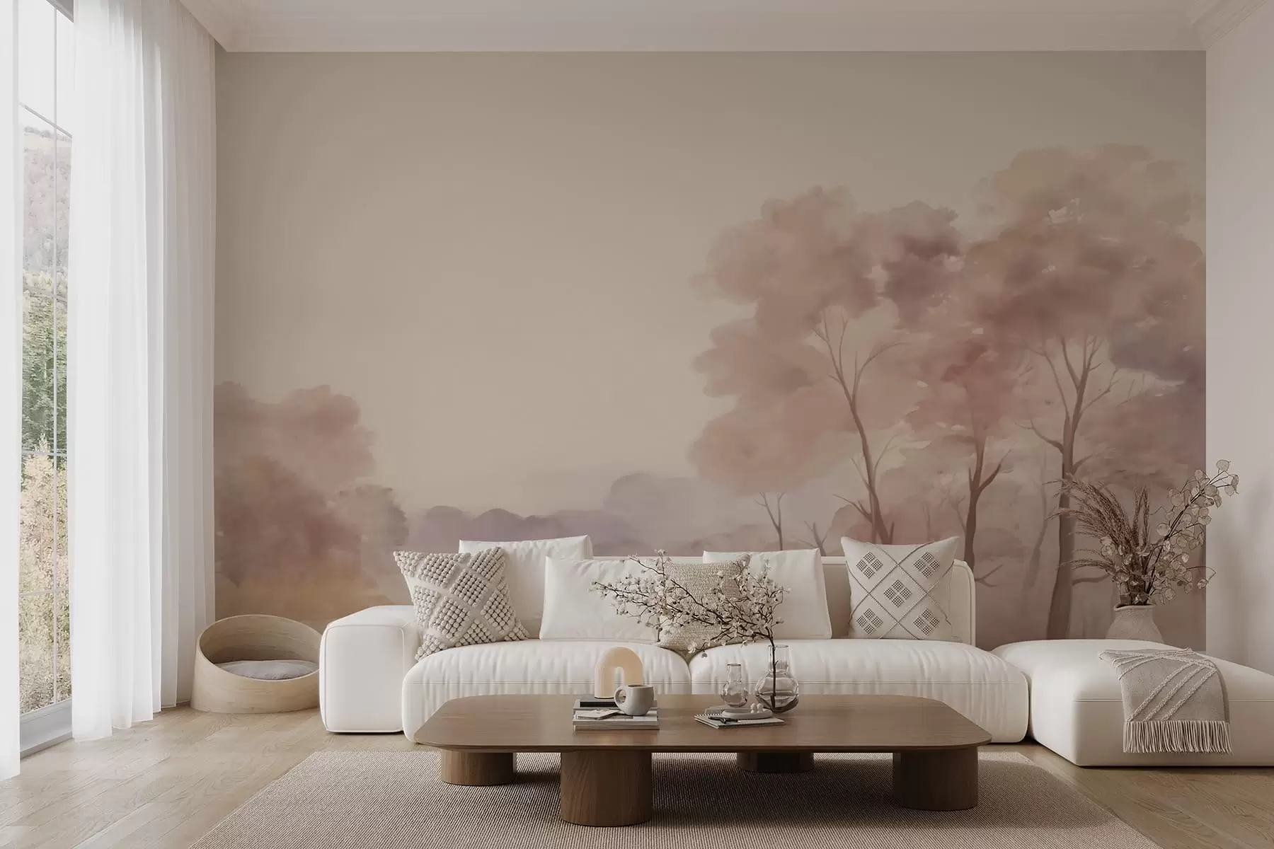 wall murals Delicate landscape with trees w05075