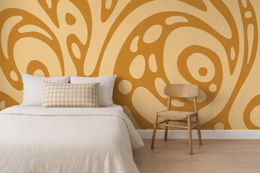 wall murals Abstract pattern with warm ochre shapes w05071v1