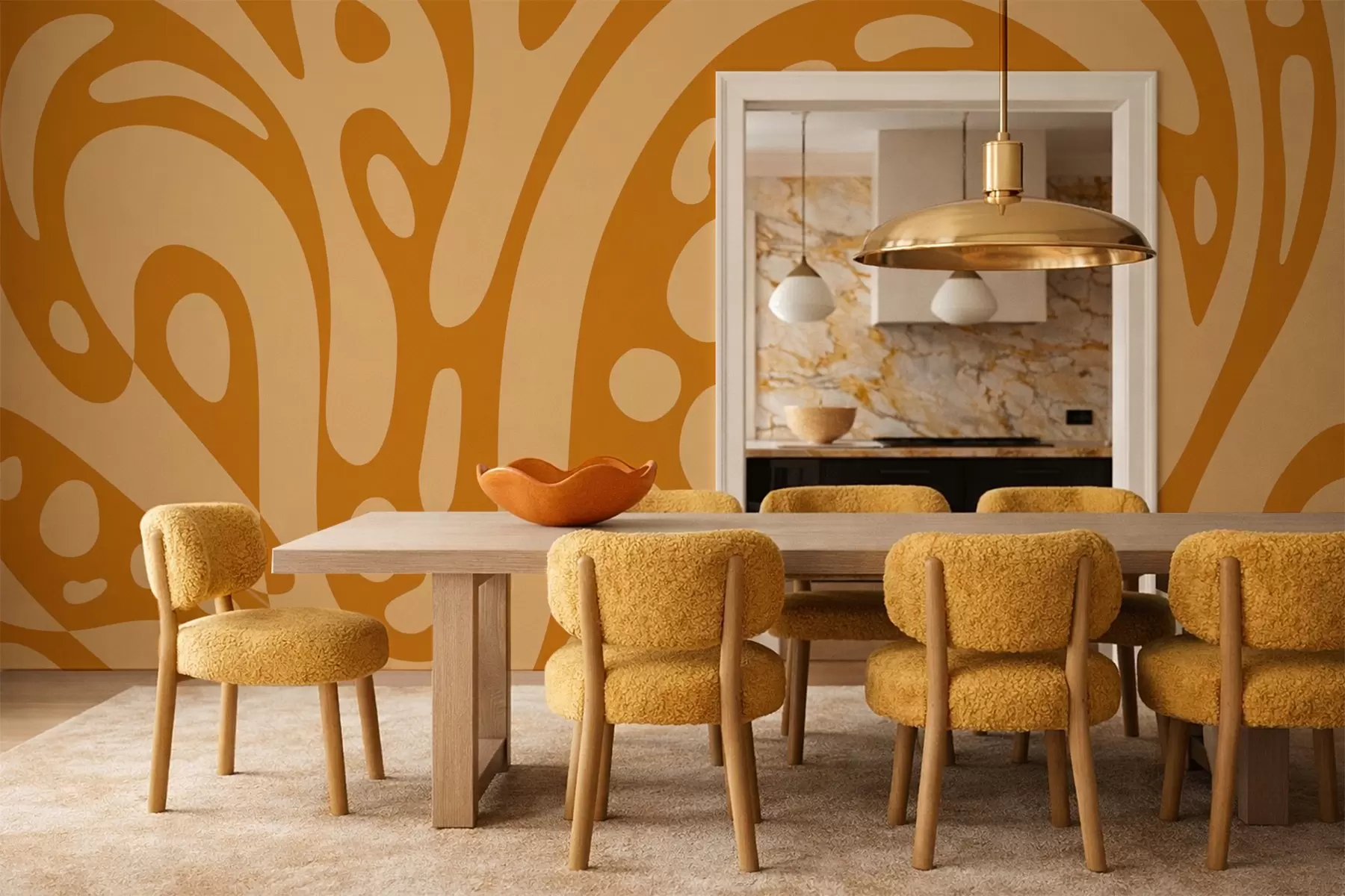 wall murals Abstract pattern with warm ochre shapes w05071v1