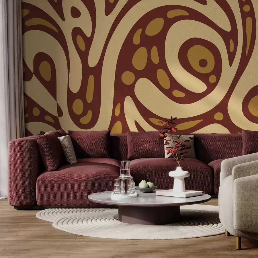 wall murals Abstract pattern with brown and beige shapes w05071v2