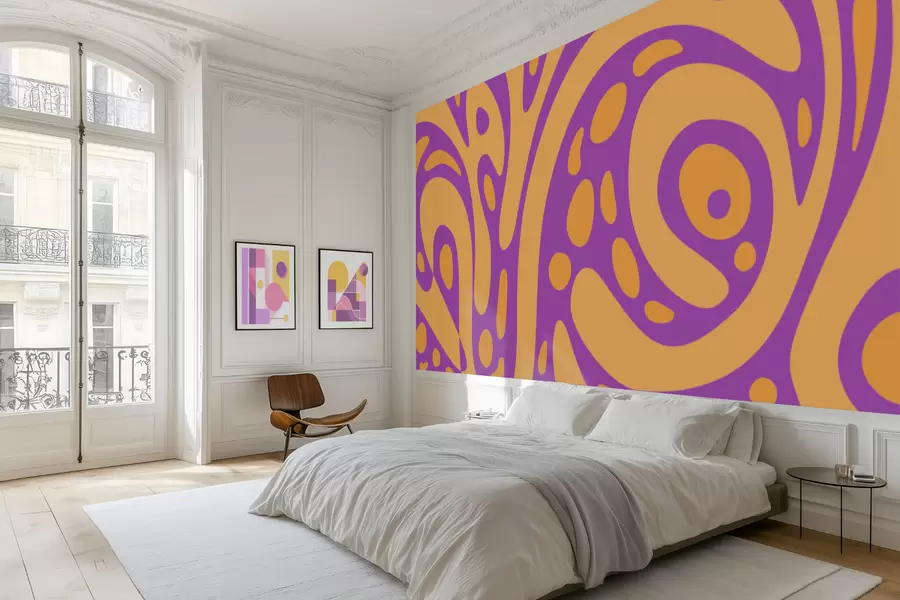 wall murals Abstract pattern with flowing shapes in two colors w05071v3