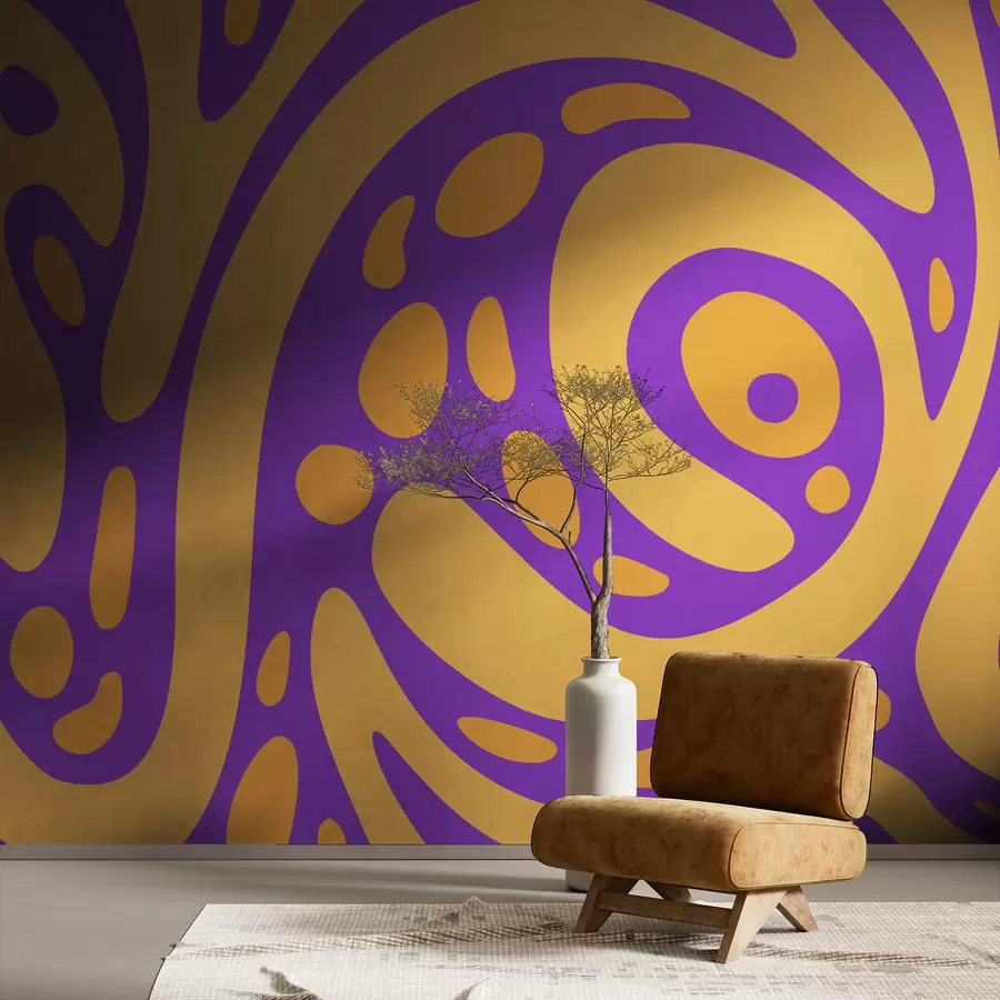 wall murals Abstract pattern with flowing shapes in two colors w05071v3