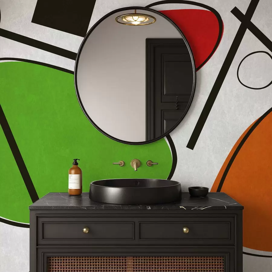 wall murals Abstract geometric shapes with lines and bold color areas w05017v1