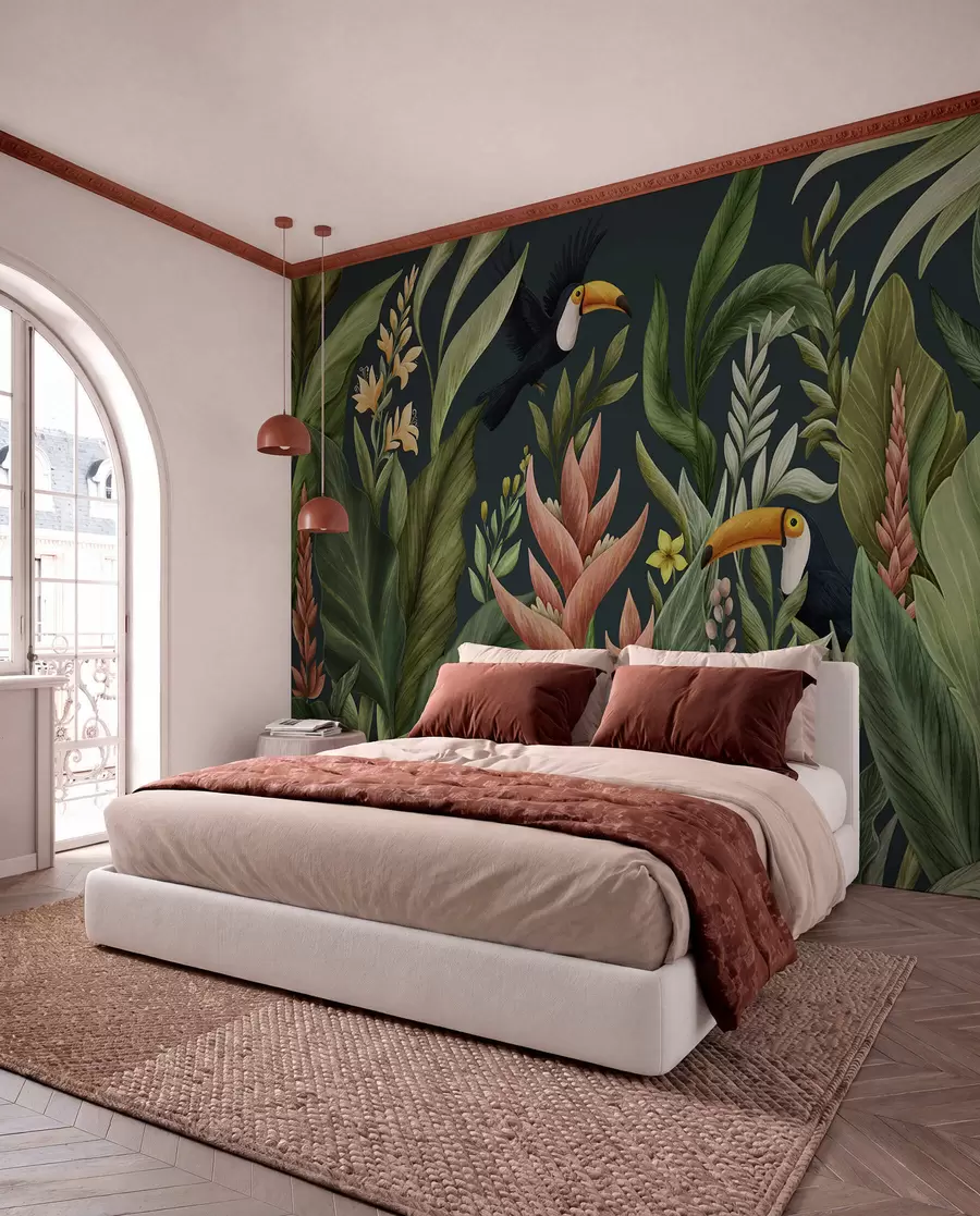 wall murals Toucans on Midnight Blue w05088v2