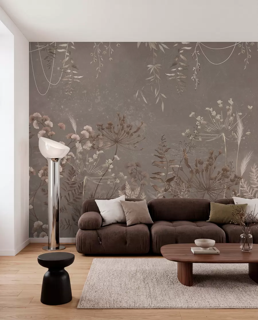wall murals Light botanical pattern with flowers and leaves w05092v1