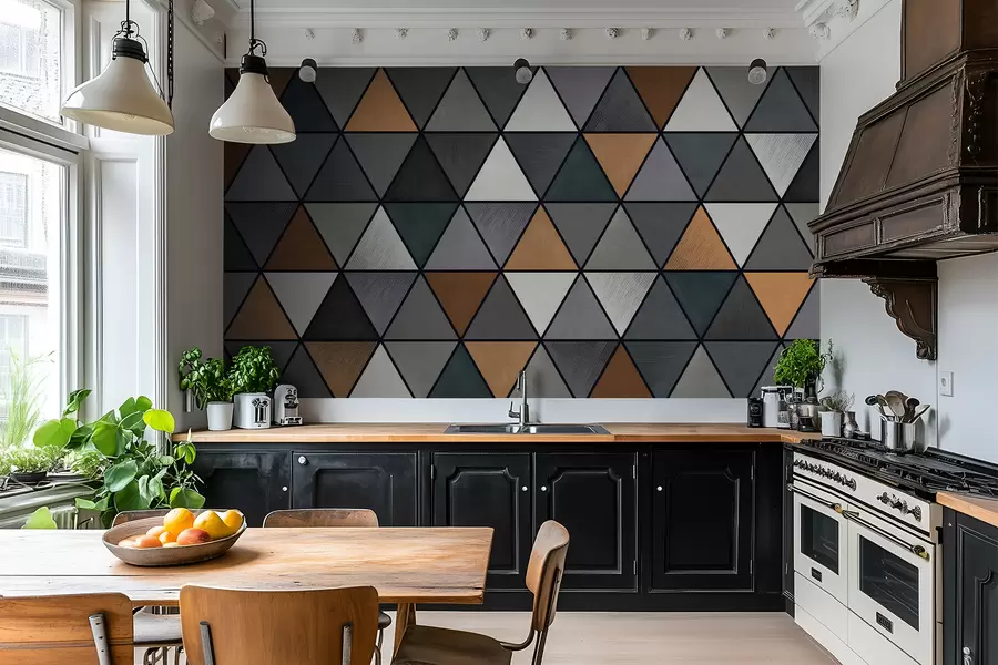 wall murals Triangle pattern with gray and warm shades w05095v1