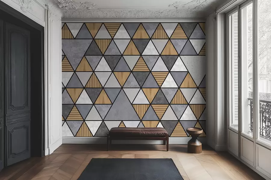 wall murals Geometric pattern with triangles and textures w05096