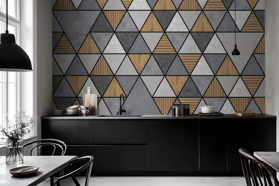 wall murals Geometric pattern with triangles and textures w05096