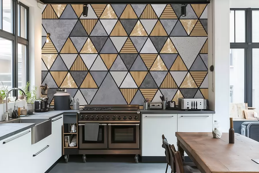 wall murals Triangle ornament with neutral and warm colors w05096v1