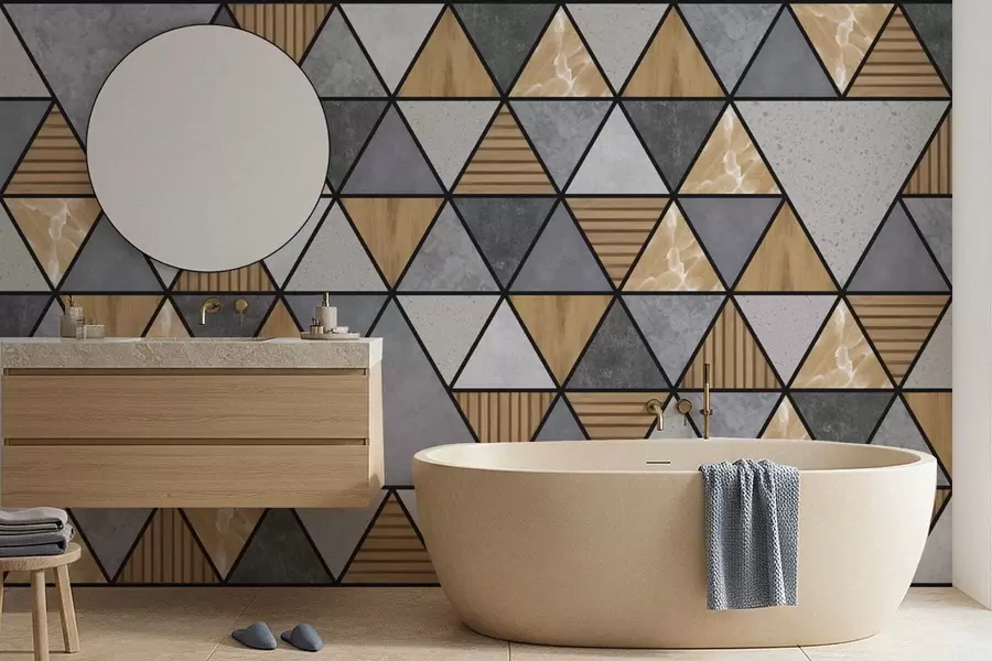 wall murals Triangle ornament with neutral and warm colors w05096v1