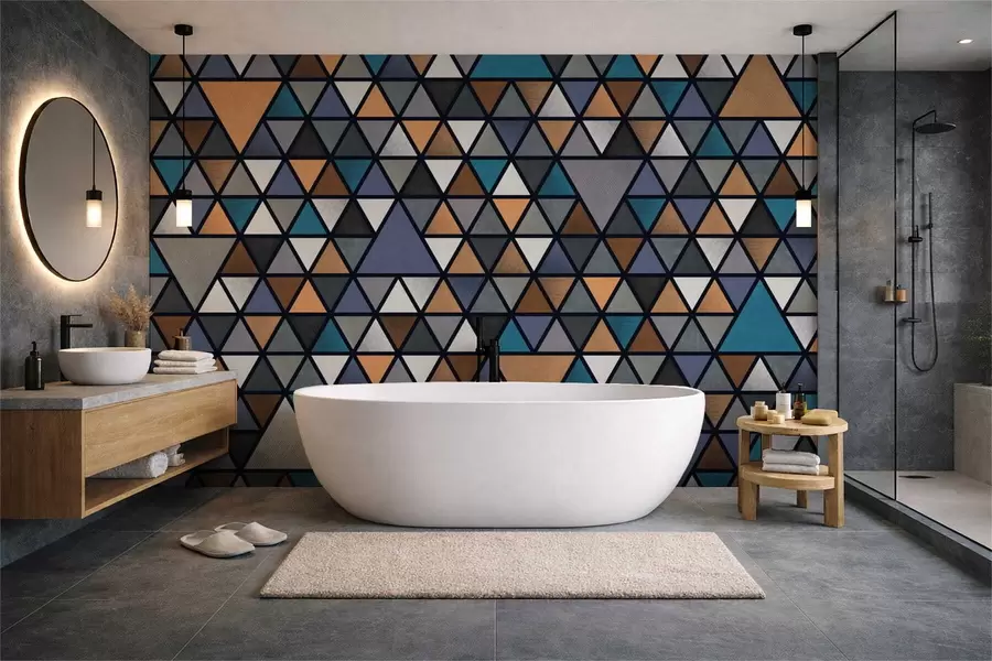 wall murals Geometric pattern of multicolored triangles w05094