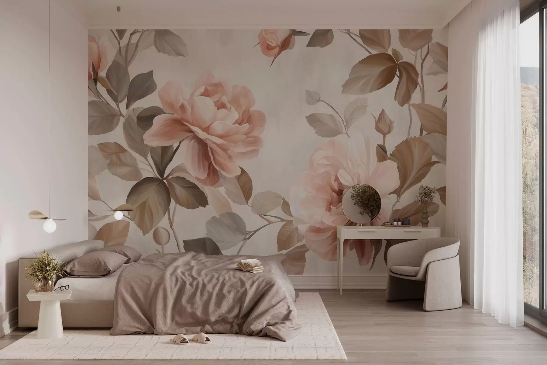 wall murals picturesque roses in the style of oil painting w04873