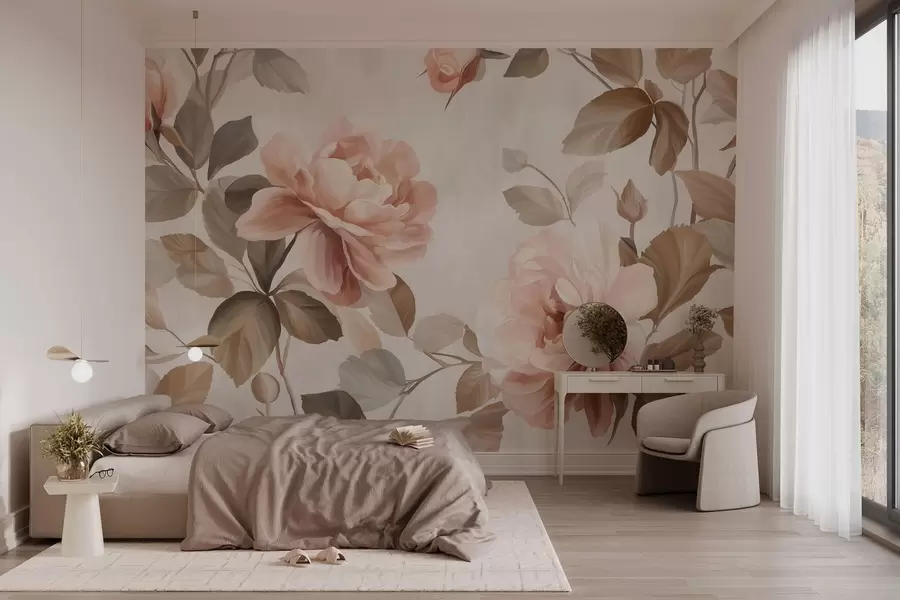 wall murals picturesque roses in the style of oil painting w04873