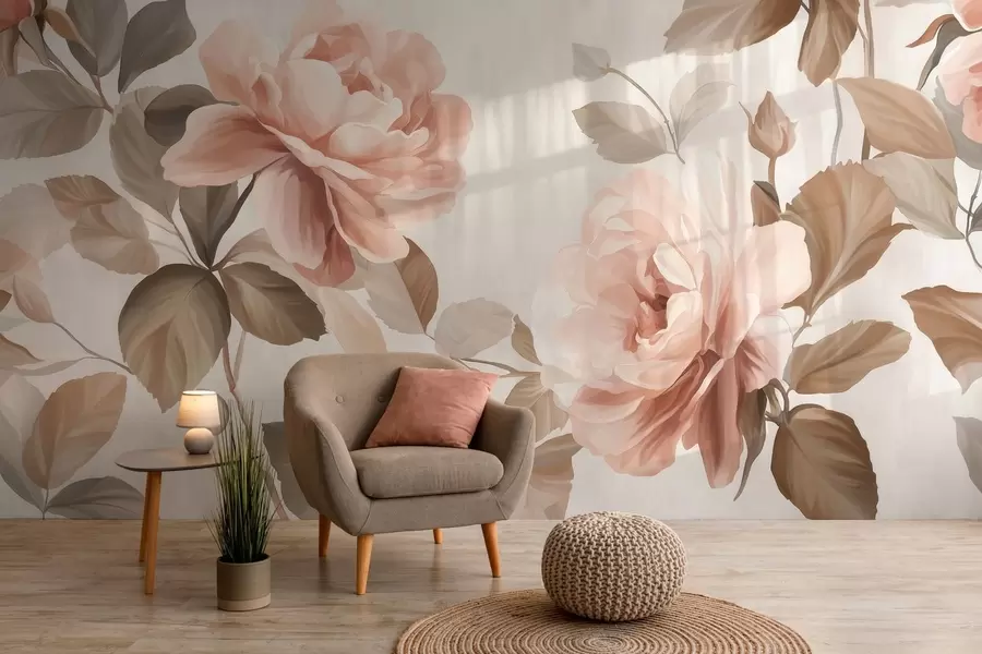 wall murals picturesque roses in the style of oil painting w04873