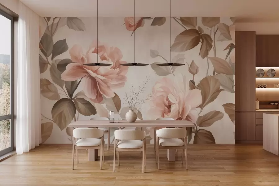 wall murals picturesque roses in the style of oil painting w04873