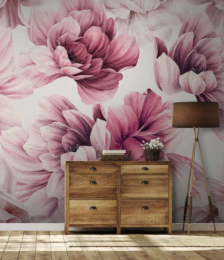 wall murals Pink peony u71536