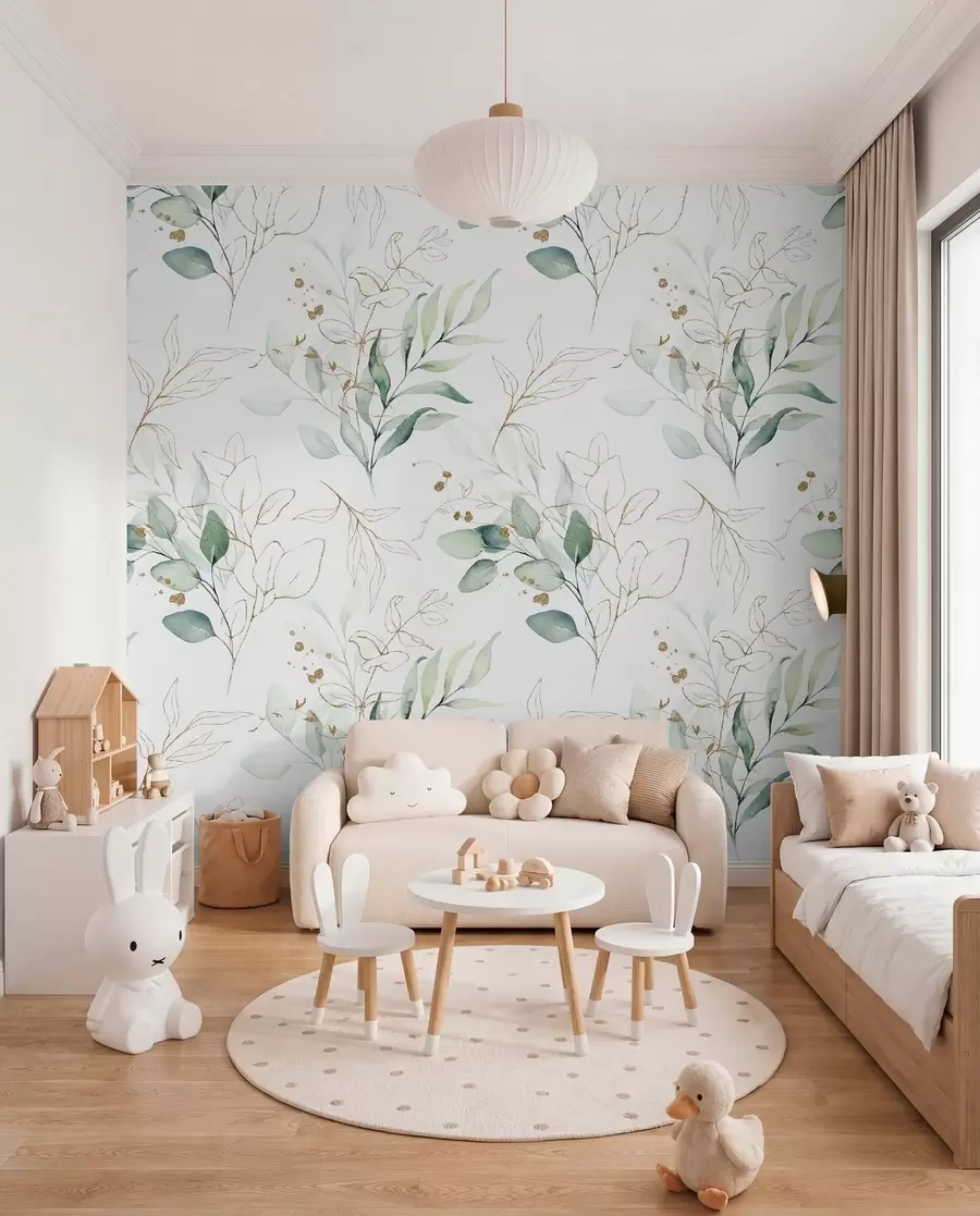 wall murals Green Sprigs and Fine Lines u71464
