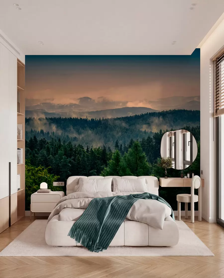 wall murals Trees of trees in the fog u72174