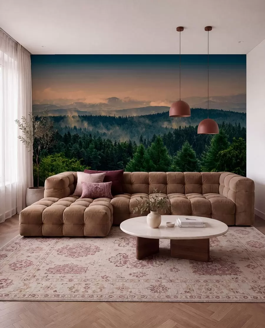 wall murals Trees of trees in the fog u72174